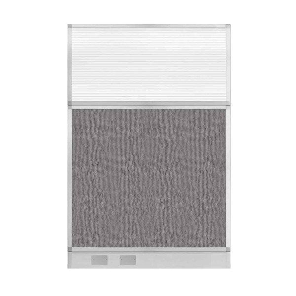 Hush Panel Configurable Cubicle Partition 4' x 6' Slate Fabric Clear Fluted Window w/ Cable Channel